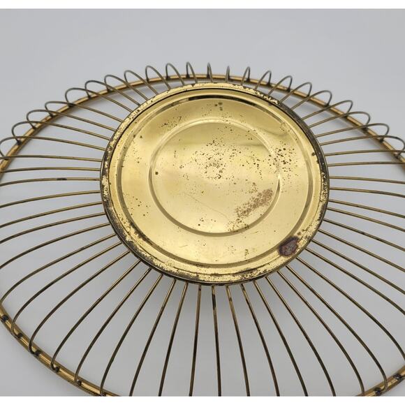 Vintage Mid Century 60s Wire Bread Basket Fruit Bowl MCM Oval Gold Tone Italy - Picture 12 of 16